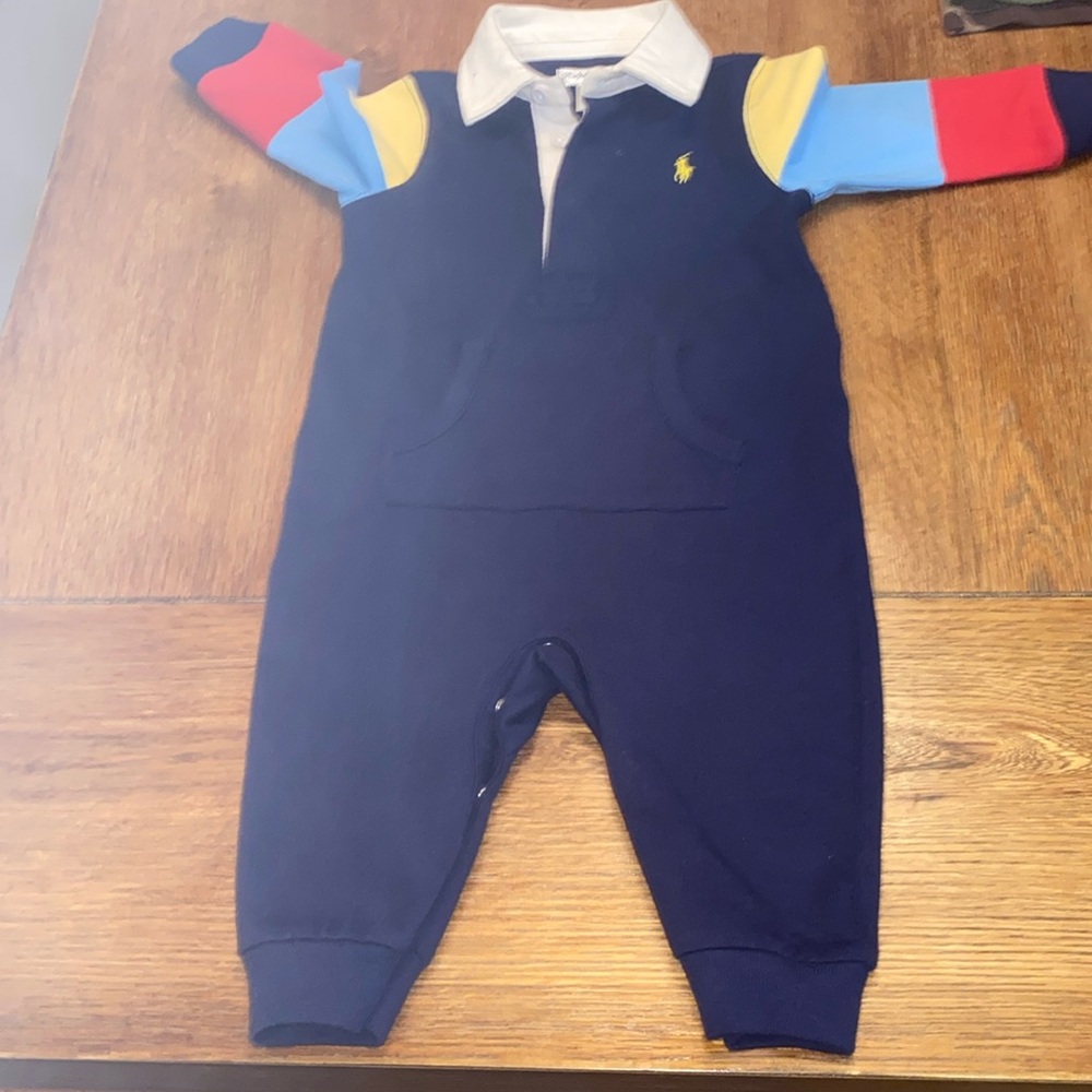 Ralph Lauren six month all in one multicolor primarily blue